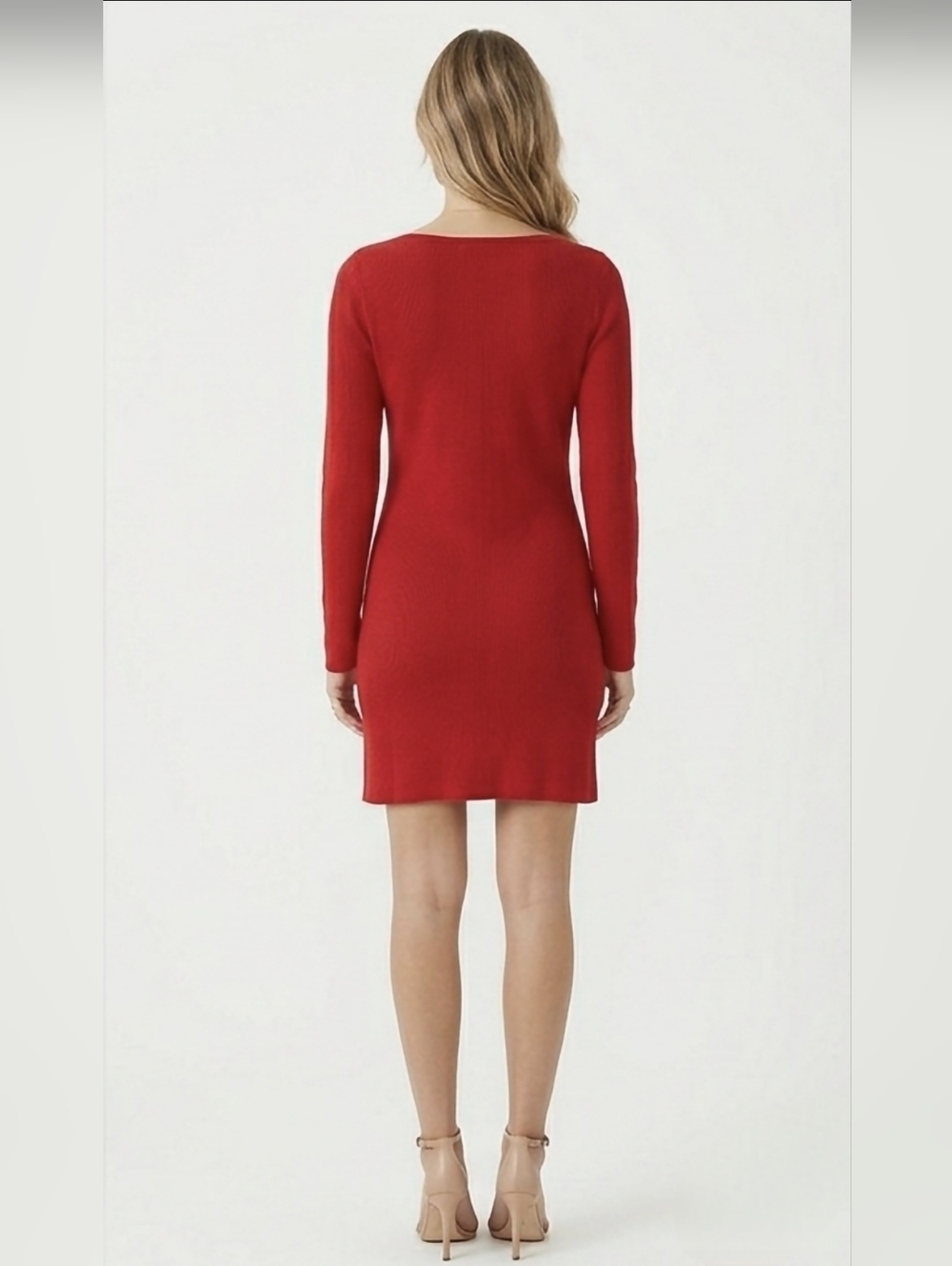 Ann Taylor Red Knit Mini Dress - Button Shoulder & Side Slit Size XXS NWT - Picture 4 of 9